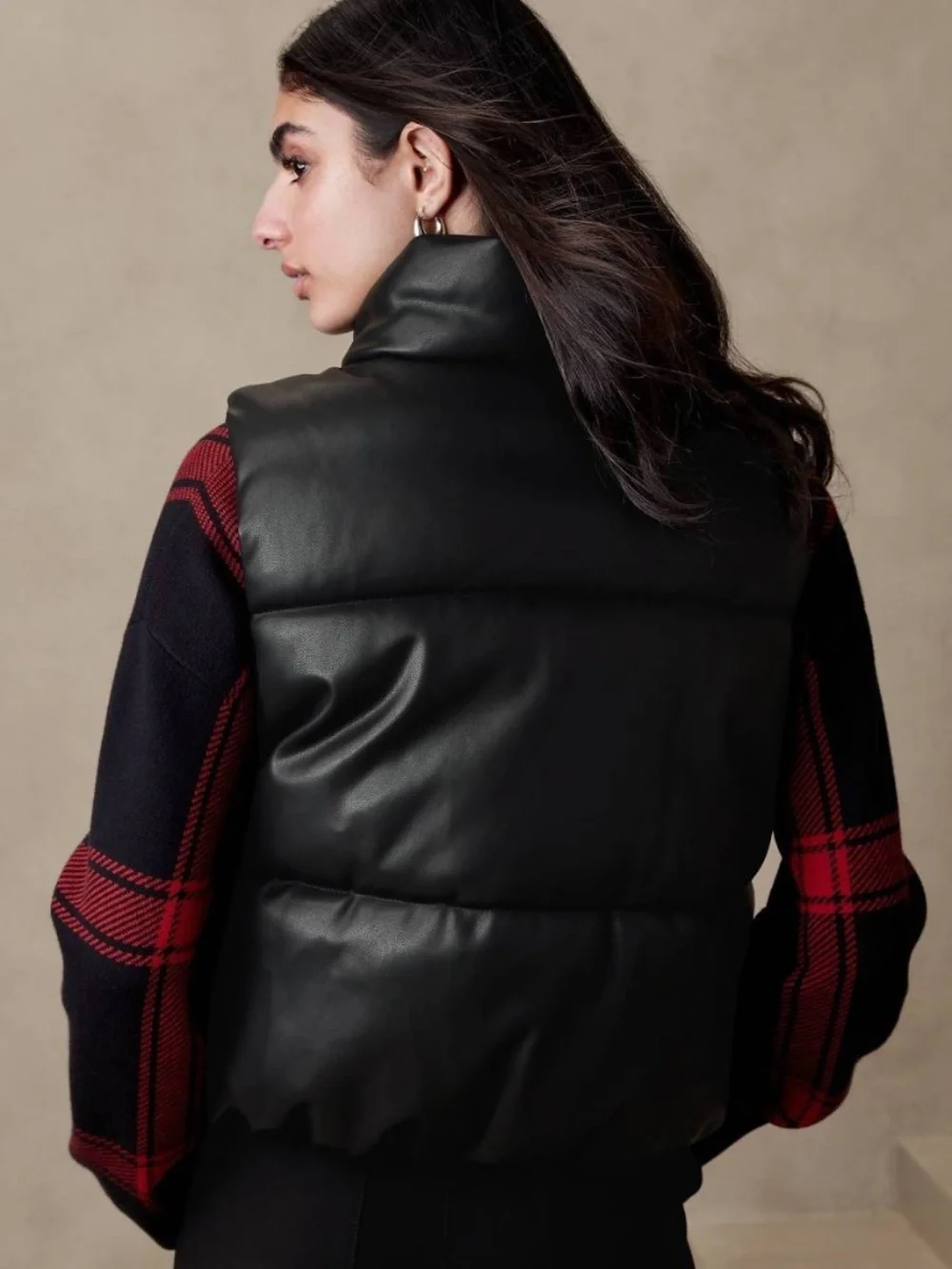 Banana Republic Vegan Leather Puffer Vest NWT Size L